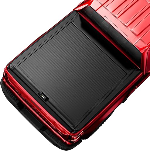 ONINE Cubierta rígida retráctil Tonneau para Chevy SilveradoGMC Sierra 1500 2019-2024 de 5.8 pies (69.9 pulgadas), aluminio negro mate, compatible