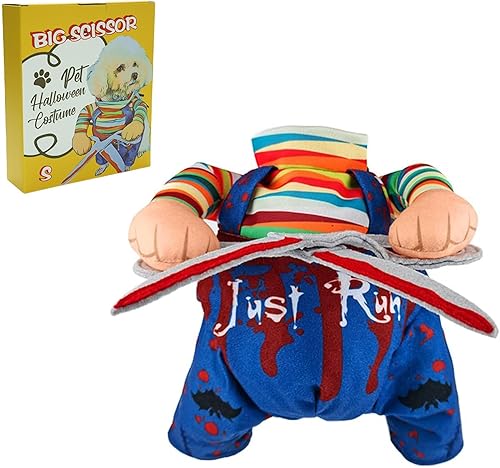 Miniatura 3 de DELIFUR Disfraz de perro de muñeca estilo tijeras de Halloween para gato, cachorro y perro de tamaño mediano, muñeca ajustable para mascotas, ropa