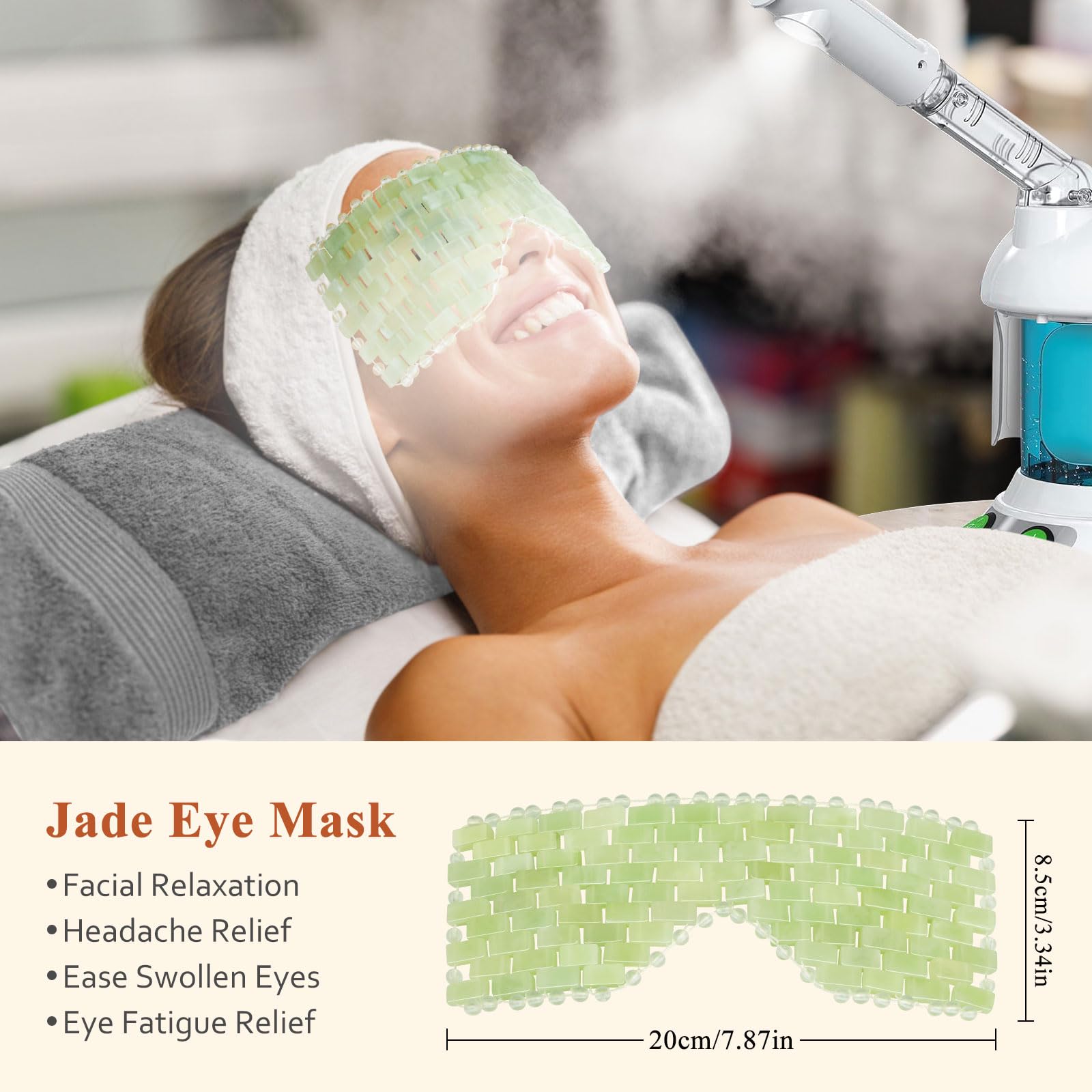 Ice Globes for Face & Eyes 2Pcs Jade Eye Mask & 5 Pieces Facial Fan Mask Brush