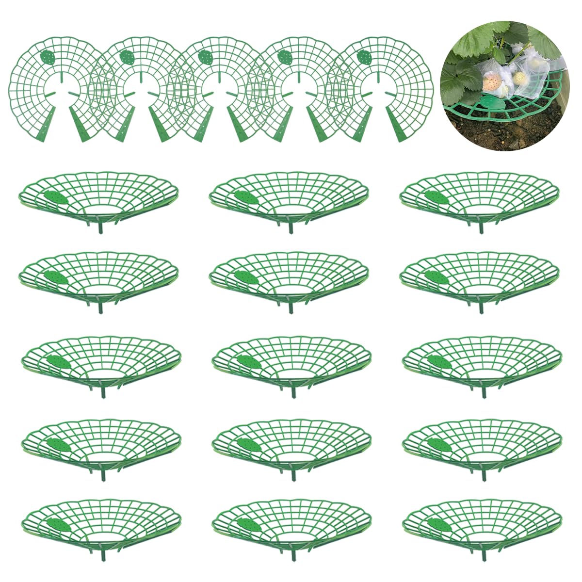 Support Pour Fraisiers 3 Pieds – Plateau Incliné 45°, Plastique Vert, Réduit La Pourriture, Pour Tomates, Poivrons, Lot De 5 Ou 10