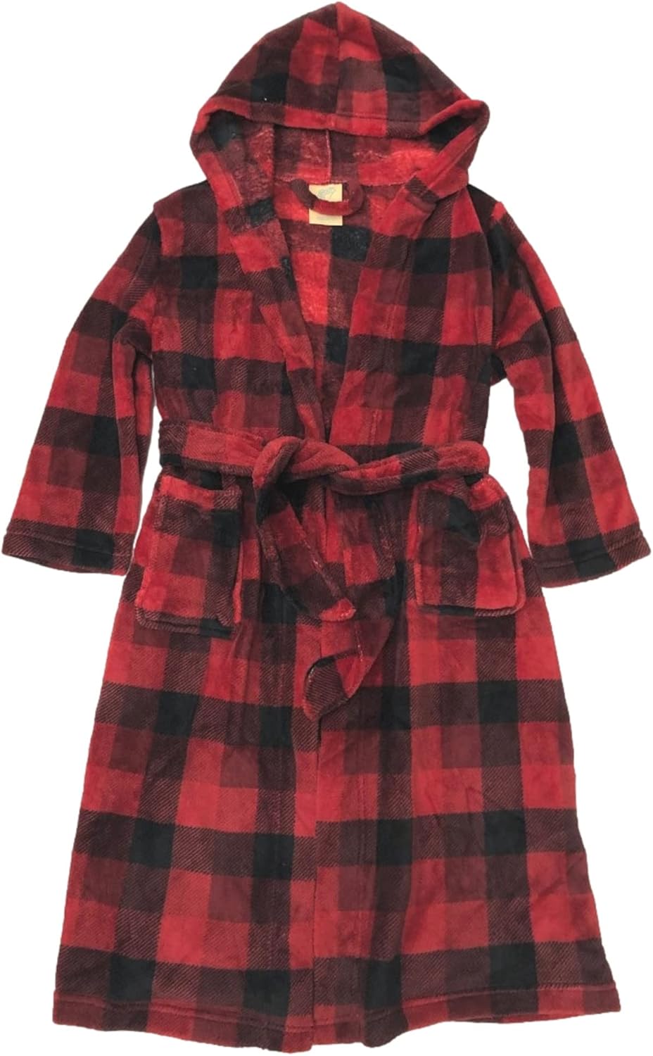 Boys Plush Red & Black Buffalo Plaid Bath Robe House Coat