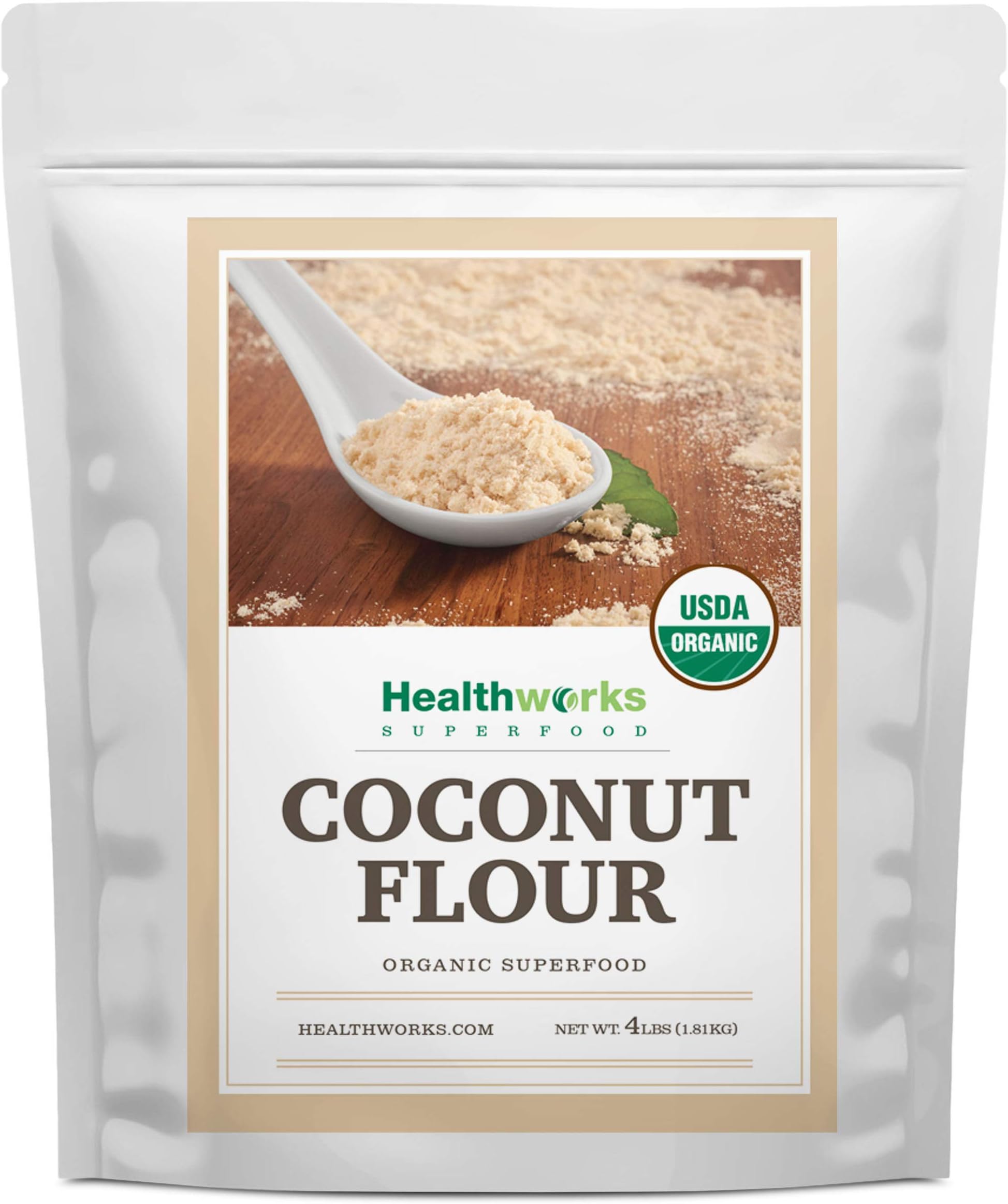 Healthworks Superfoods Organic Coconut Flour - 64 Oz / 4 Lbs - Certified Organic, Unrefined, Raw - Keto, Vegan & Non- GMO - Protein Based Whole Foods - Pancakes, Waffles, Bread & Other Baked Goods