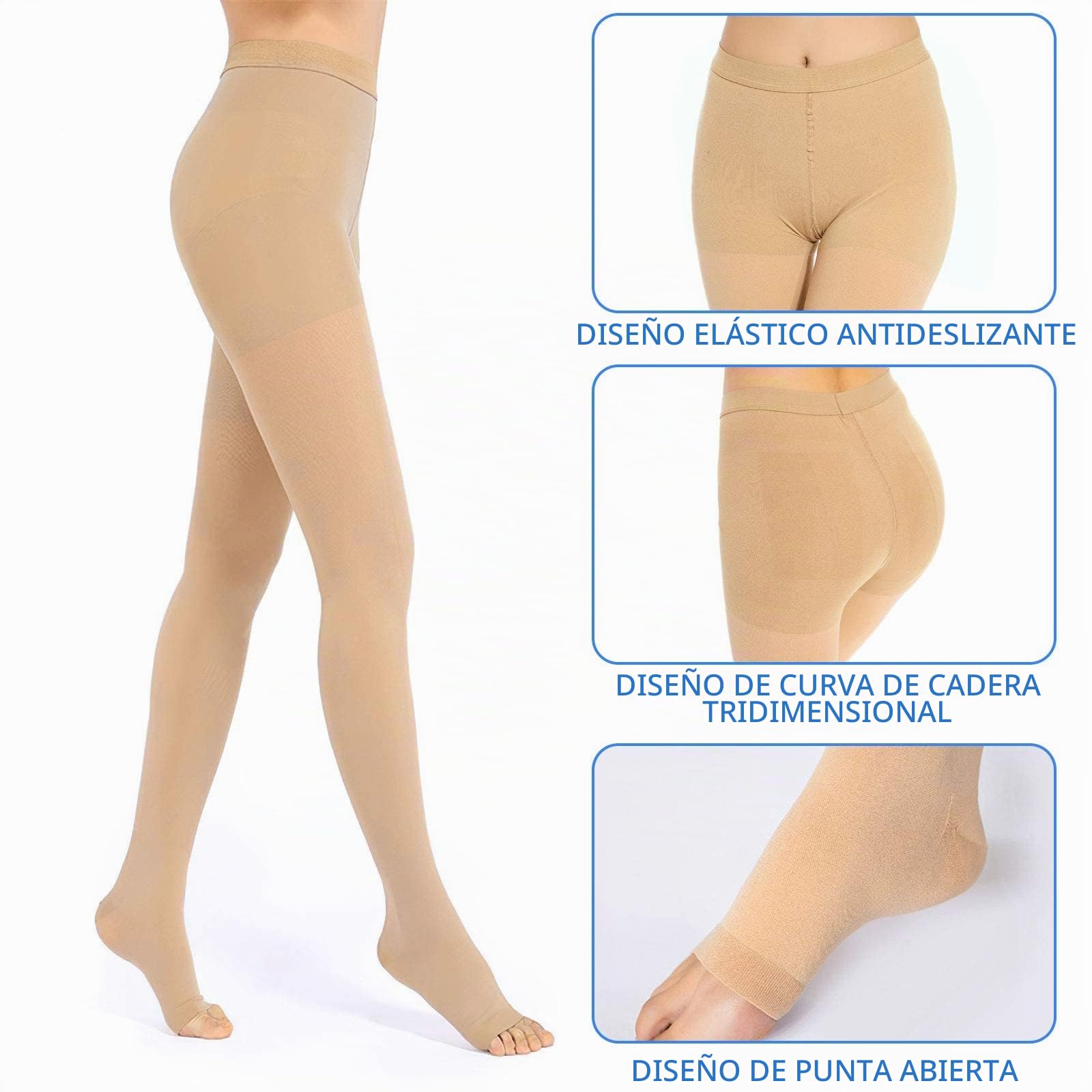 20-30mmHg Medias de compresión médicas para mujeres y hombres largas, medias de compresión graduadas de clase II para hombre, punta abierta, medias de apoyo para embarazo, varices edema