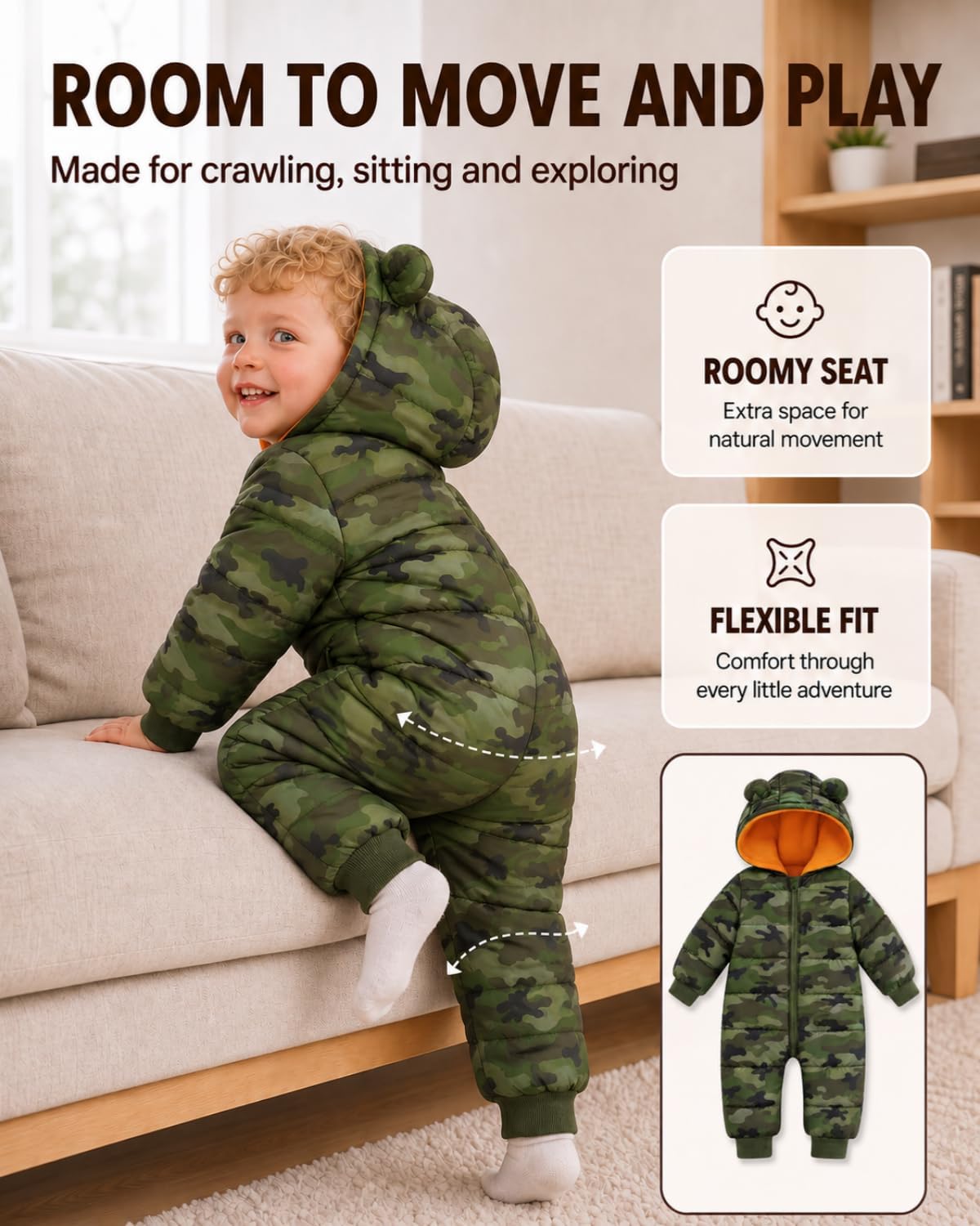 JiAmy Baby Winter Snowsuit,Girls and Boys Hooded Warm Romper,Infant Clothes Jumpsuit Newborn baby Winter Outfits 0-36 Months