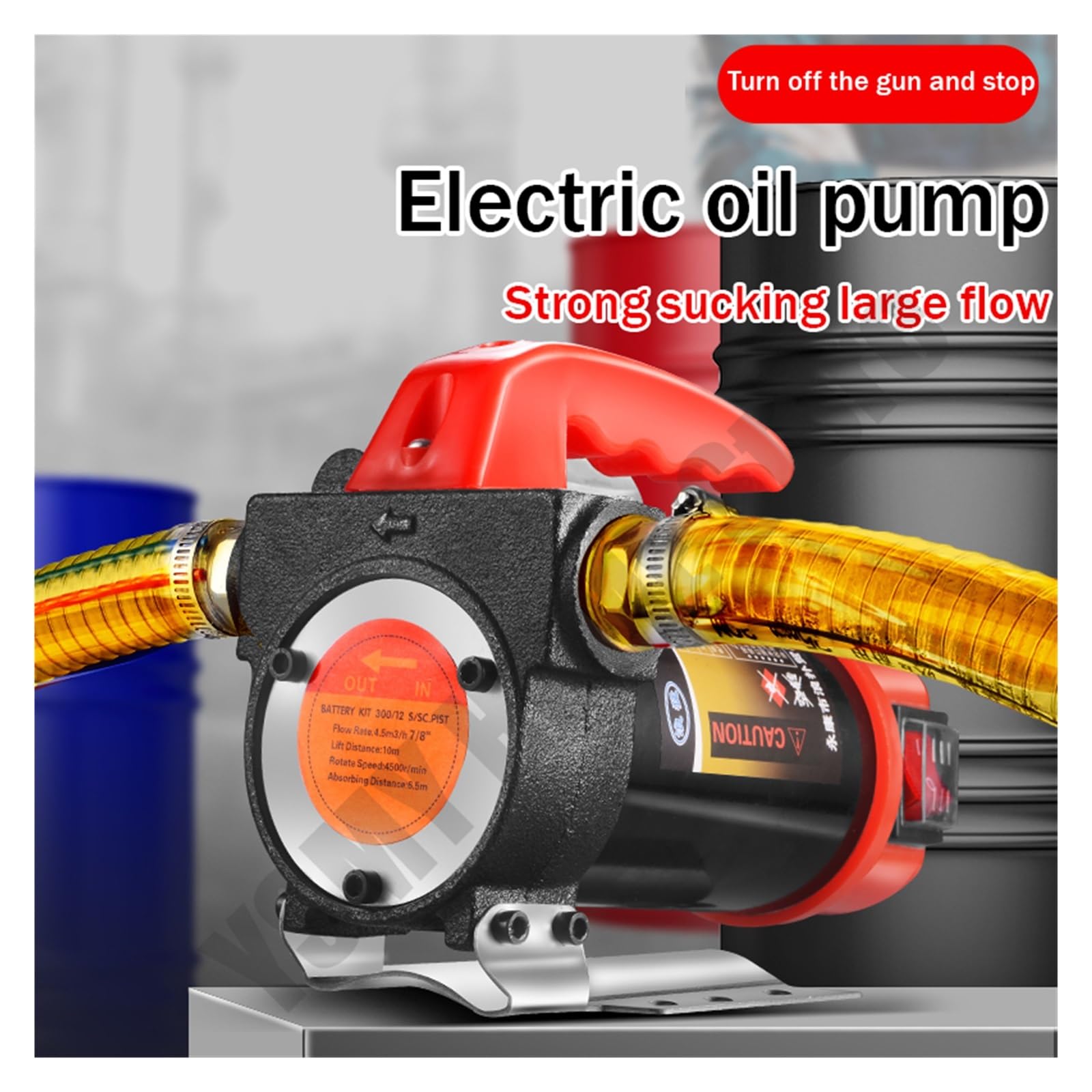 Pompa elettrica di trasferimento carburante 12V/24V/220, 12GPM Comodo distributore di carburante Start-stop automatico for/cherosene/olio per olio per trasformatori diesel-cherosene(Set meal 4)