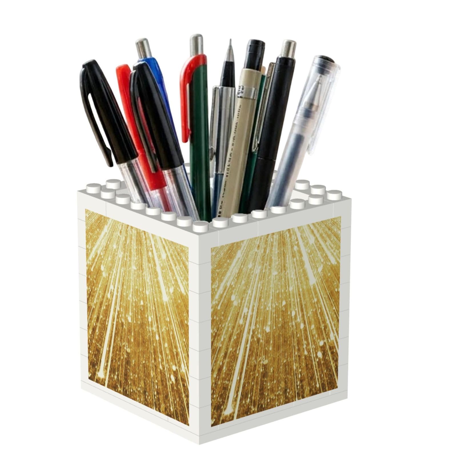 Poadnly Gold Bling Printed, Pen Pot Pencil Holder for Office Home School, Compact Desk Organiser for Office Stationery