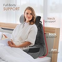 Vista 28 de Nestl Reading Pillow with Portable Laptop Lap Desk - Shredded Memory Foam Back Support Pillow for Sitting Up in Bed and Couch Rest Pillows with Navy