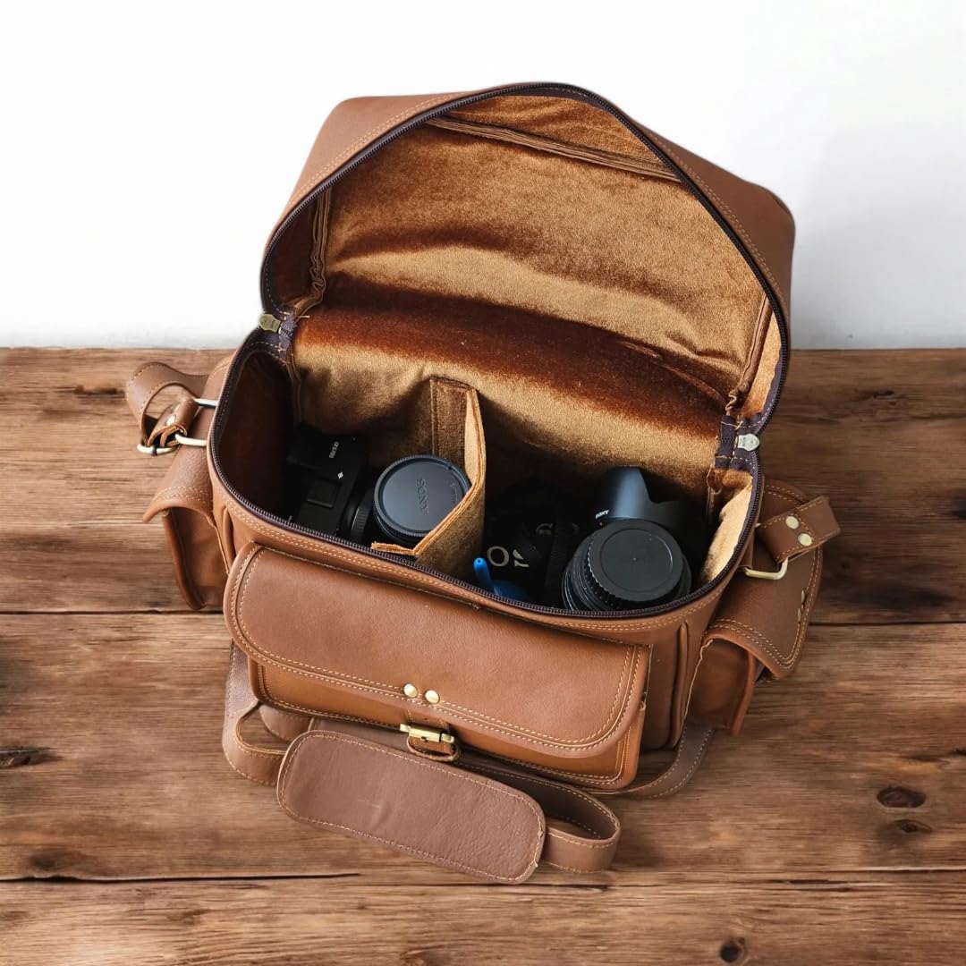 Bolsa de cuero para cámara, vintage, para hombres y mujeres, sin espejo y pequeñas cámaras réflex digitales, bolsas para fotógrafos