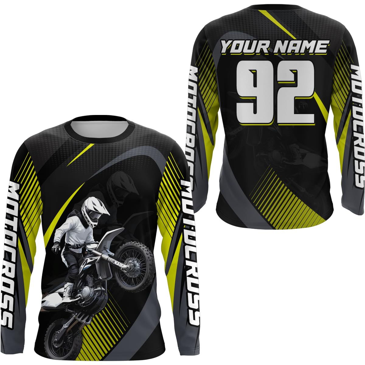 Youth Motorcycle Shirt Motocross Racing Jersey UPF30+ MX Racing Dirt Bike Jersey Off-Road Shirt Kid Men Women D79 (US, Alpha, Small, 5X-Large, Regular, Regular, Yellow)