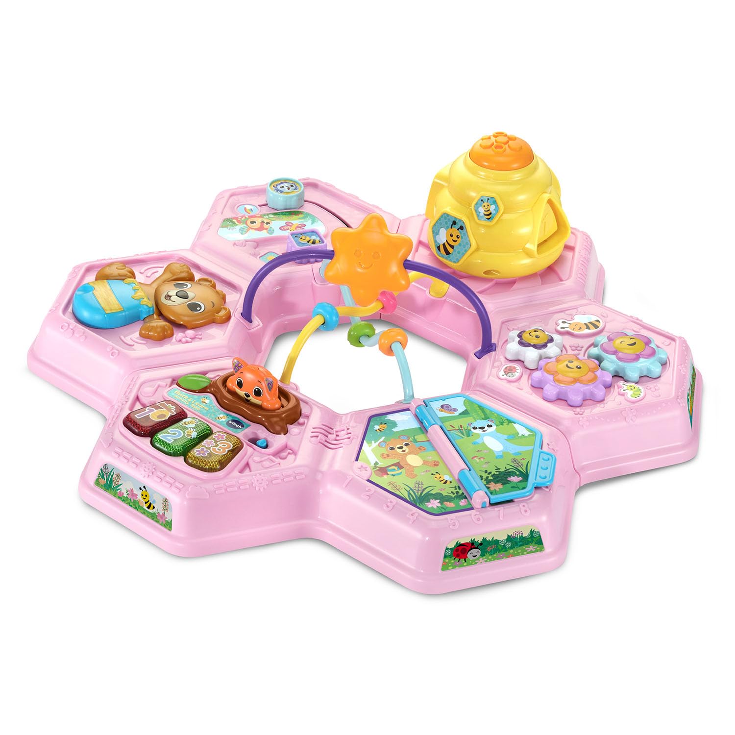 VTech Buzz and Learn Table d'activités avec Sept Zones de Jeu interactives, Rose