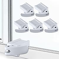 Clickhere 5-Pack Diecast Window Locks Short Version - Fits 1/16"-7/8" Sliding Rails, Tool-Free Install for Horizontal/Vertical Windows, Child Safety