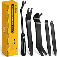 ZAUAO 5-Piece No-Scratch Plastic Auto Trim Removal Tool Kit with Clip Remover for Car Door Panels, Dashboards & Interiors - Black