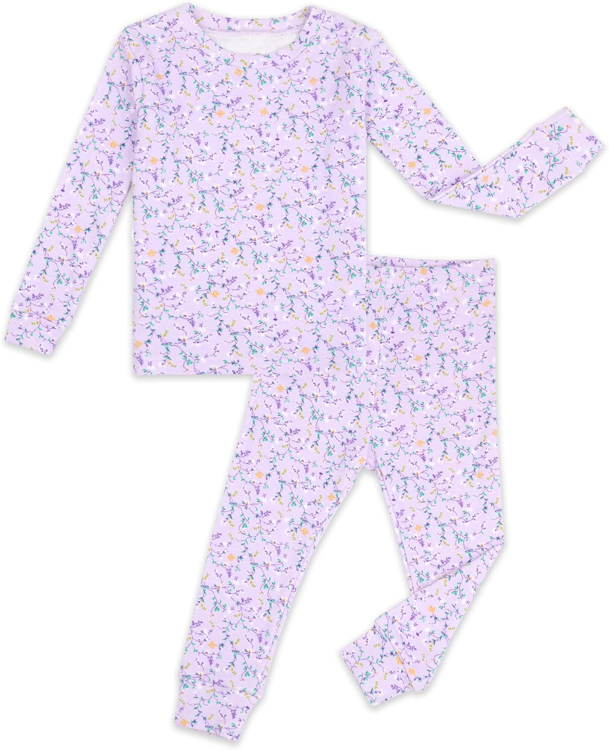 moimoln 6M-8Y Baby & Toddler Girl Floral Pajamas Soft Modal Cotton Breathable Snug-Fit Long Sleeve Sleepwear Set