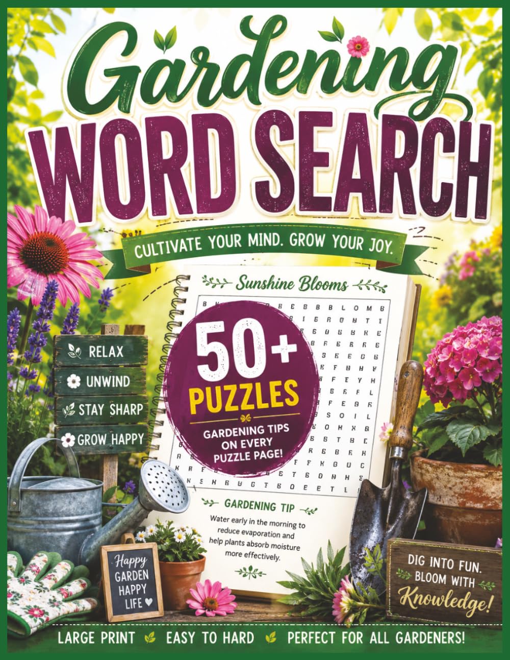 Garden Word Search: 50+ Relaxing Puzzles with Gardening Tips on Every Page for Garden Lovers
