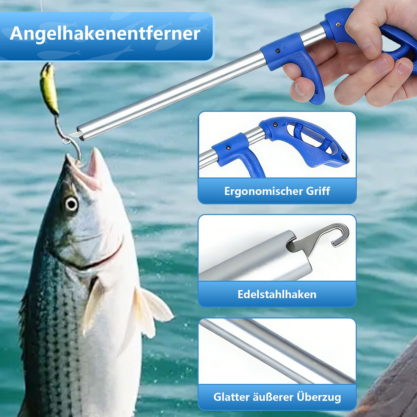 Angelzubehör Set mit Angelbox,Angelzange,Angelmesser,Fischgreifer und Hakenlöser,6 Sets Multifunktionale Angel Werkzeug Set für Süß & Salzwasserangeln,Perfektes Angeln Zubehör für Anfänger & Profis