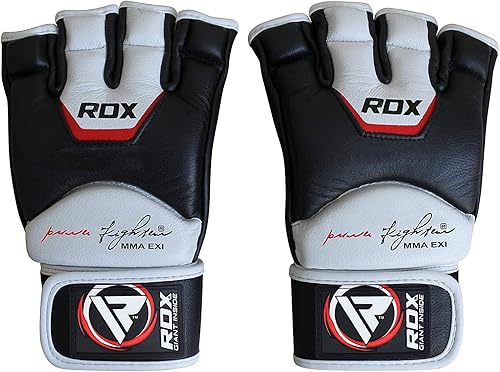 Miniatura 7 de RDX MMA guantes mitones para artes marciales de piel vacuna para saco de boxeo enfrentamiento en jaula combate entrenamiento M