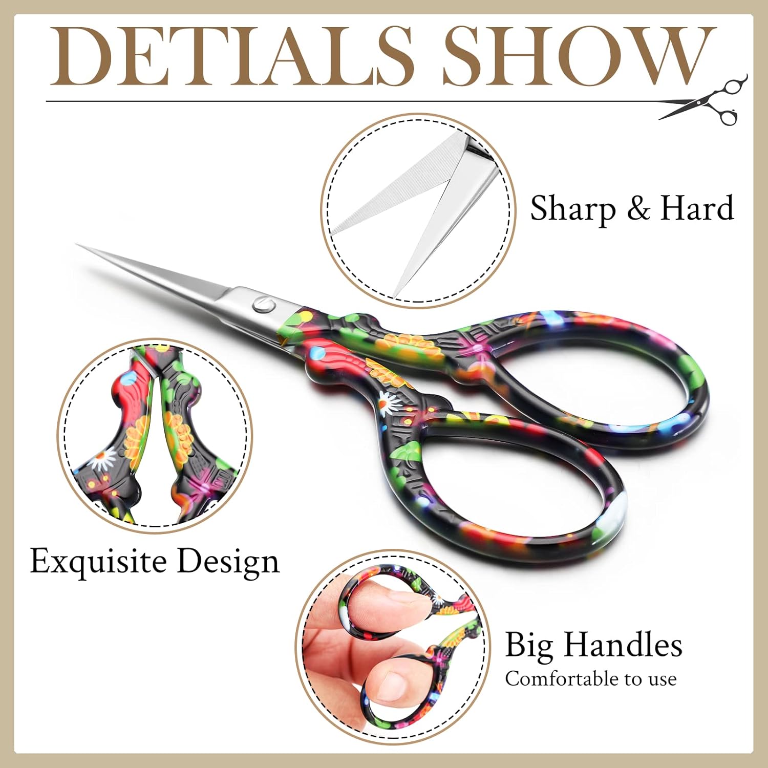 Chumia 10 Pieces 3.6 Inch Embroidery Scissors Bulk Cross Stitch Sewing Crochet Scissors Stainless Steel for Needlework Artwork (Modern Colors)
