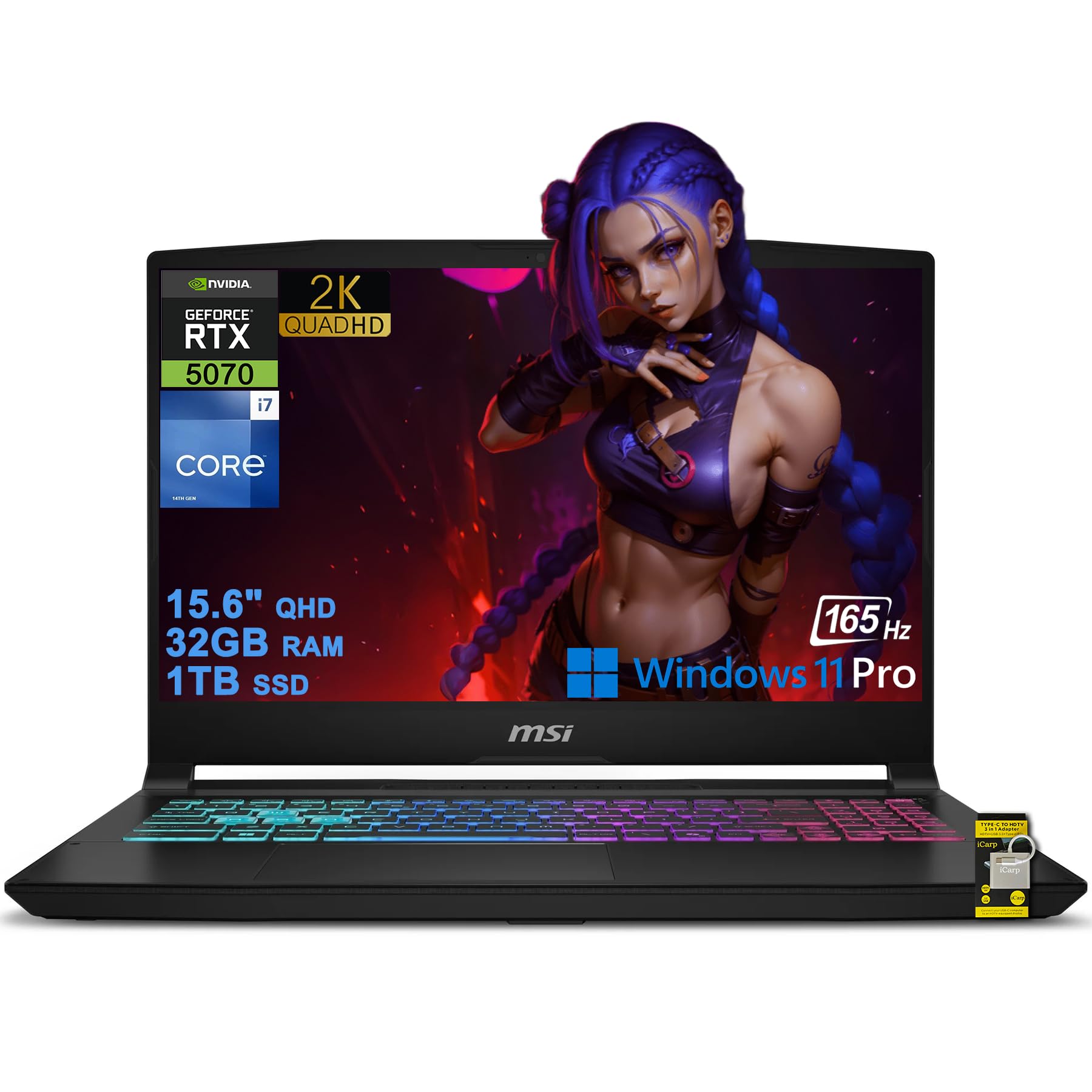 Katana 15 HX Gaming Laptop 15.6" QHD 165Hz 100% DCI-P3 Intel 16-core i7-14650HX (>i9-1290…