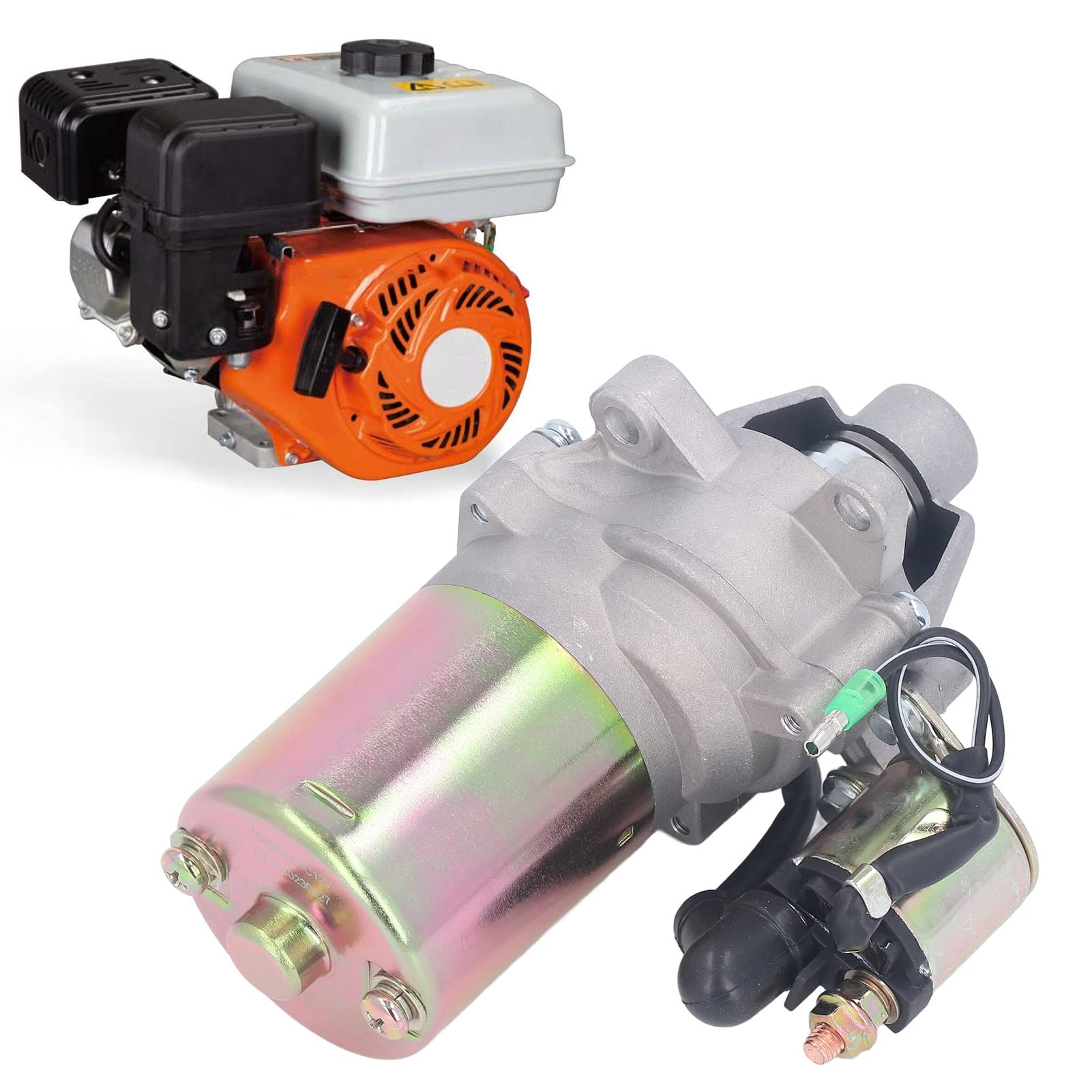Accessoire de Remplacement de Moteur de Démarreur pour Générateur de Moteur à Essence 168F 170F GX160 GX210 17 Dents DC12V avec électrovanne Avant Arrière