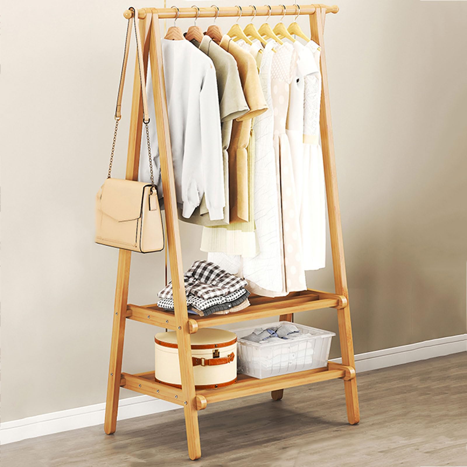 FCXWEVR Freestanding Coat Rack with Shoe Storage Sturdy Clothes Hanger for Entryway Stylish Garment for Bedroom Elegant Clothing Stand with Umbrella Holder.