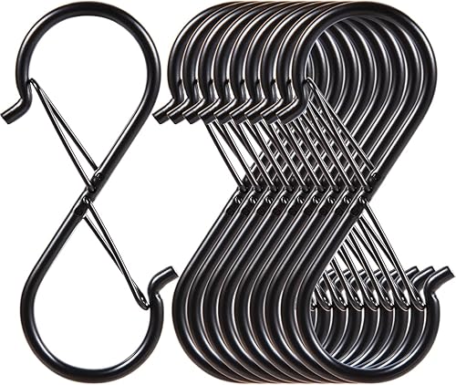 Paquete de 10 ganchos en S para colgar, ganchos de metal de 3.7 pulgadas para cestas colgantes, con doble bloqueo y cierre, ganchos en S para
