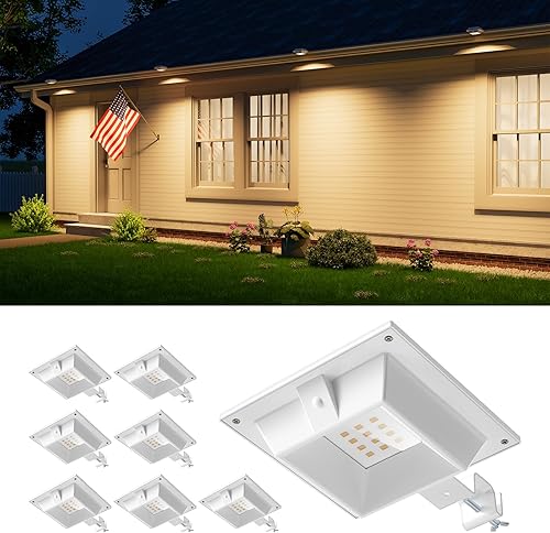 Paquete de 8 luces solares para canalón, decorativas, impermeables, 12 LED, para valla, barandilla, pared exterior, cubierta, jardín, camino, patio