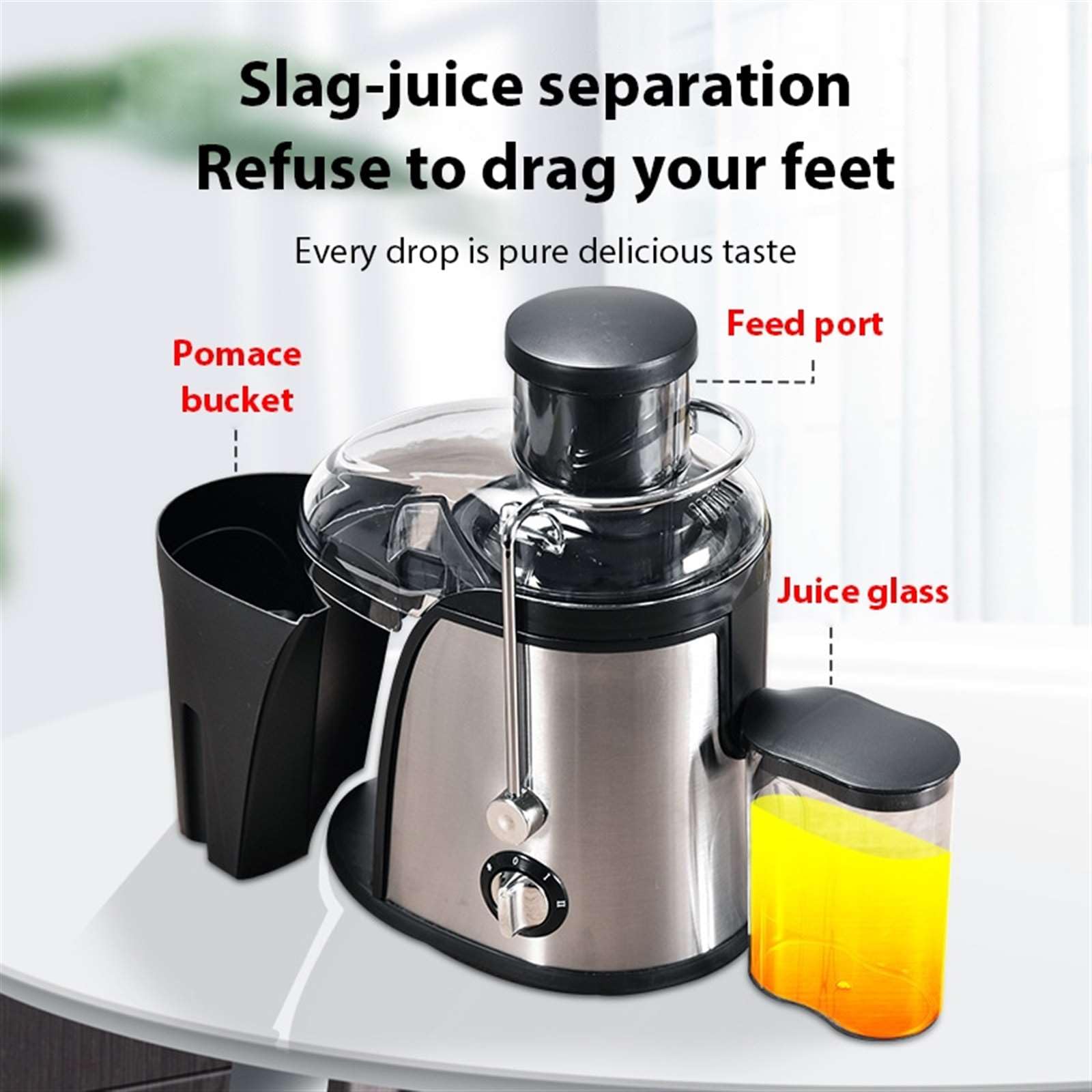 Centrifugadora extractor de zumo, para frutas y verduras, contenedor de pulpa de 1,5 l y recipiente de jugo de 400 ml, 22000 rpm, 2 ajustes, con cepillo de limpieza, fácil de limpiar, sin Bpa (A)