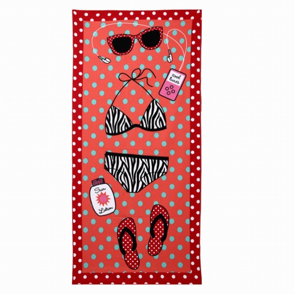 Beach Towels Extra Large Bath Towel Microfibre 150 x 70CM for Women and Girls Great for Swim Spa Travel Yoga Sunbed Cover Red Bikini Print
