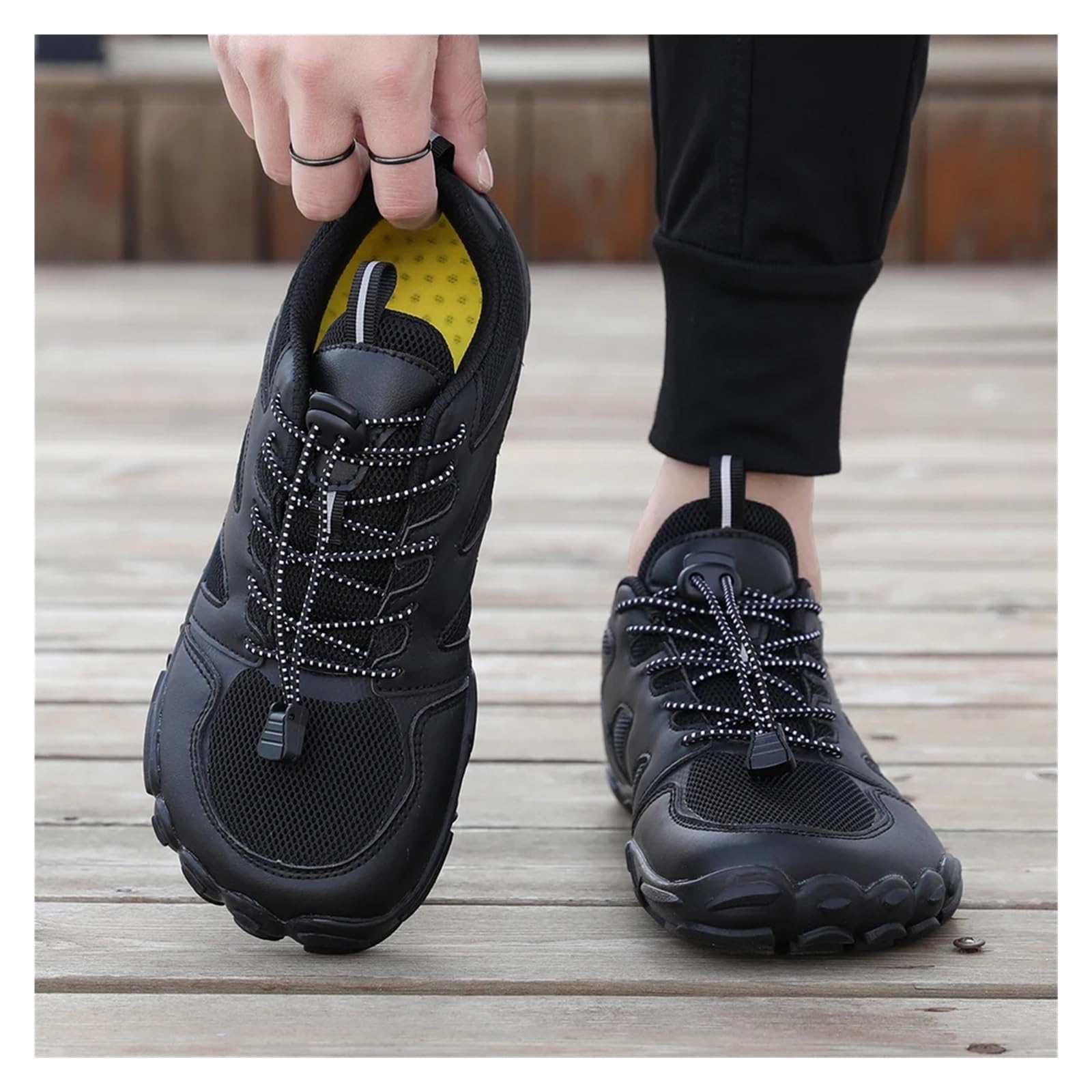 Wasserschuhe Unisex Wasserschuhe Beach Wide Barfußschuhe for Unisex Outdoor Running Casual Sneaker Schuhe Herren Sneakers(Black,46)
