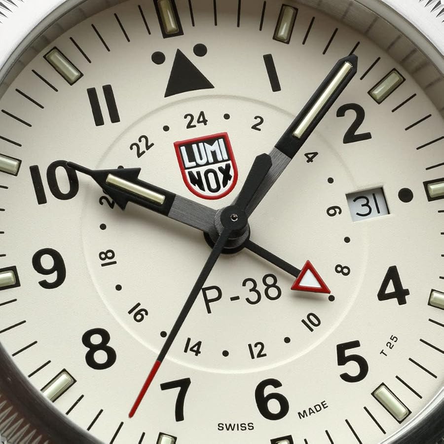 Amazon | Luminox P-38 LIGHTNING ベージュ文字盤 ブラック