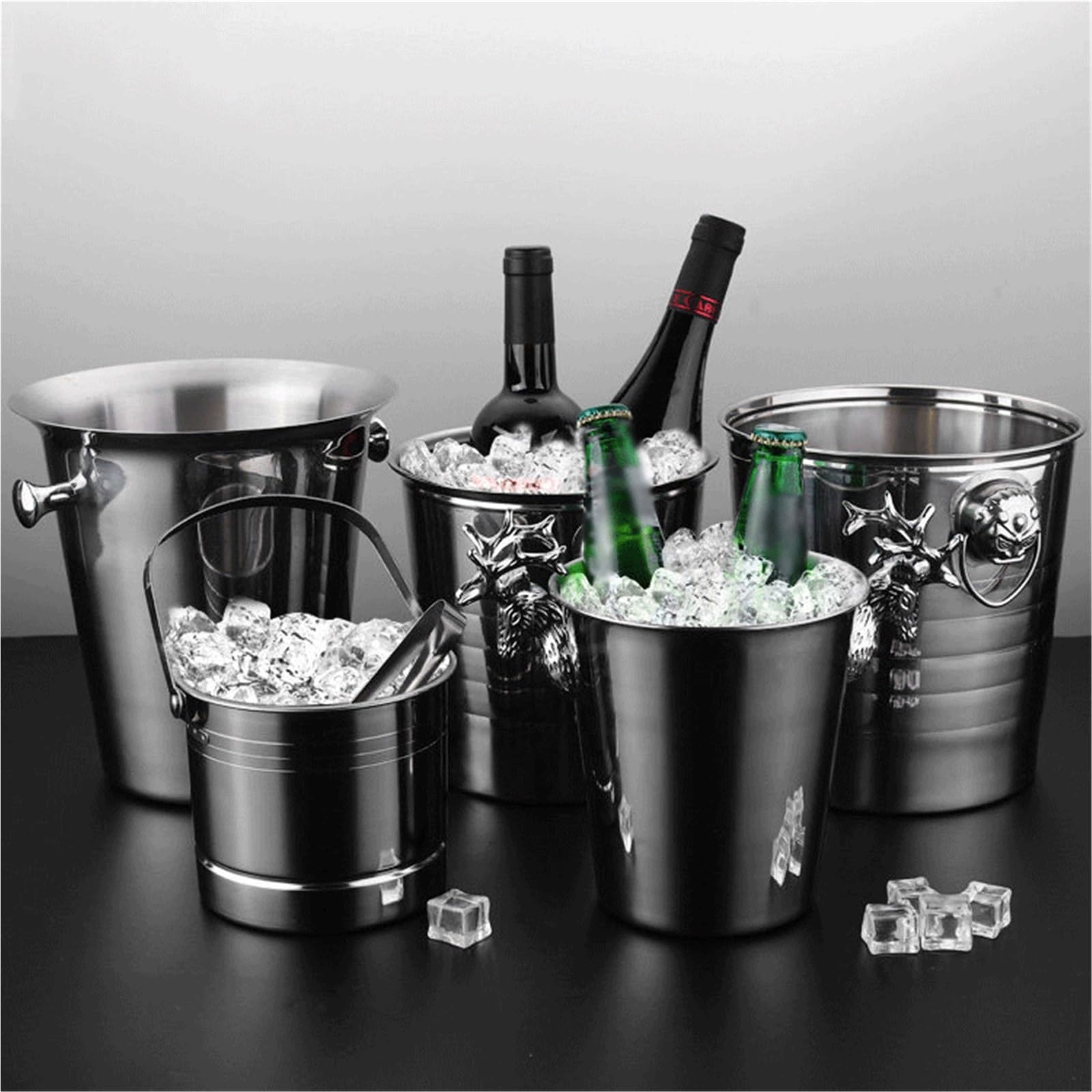Cubitera Hielo Cubitera de acero inoxidable con cabeza ciervo y asa Ice Cube Maker(Medio)