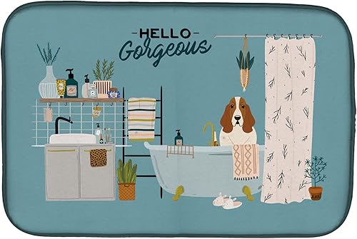 Miniatura 76 de Caroline's Treasures CK7824DDM - Tapete absorbente para secado de platos con diseño de bulldog inglés, rojo y blanco, para encimera de cocina, 14 x