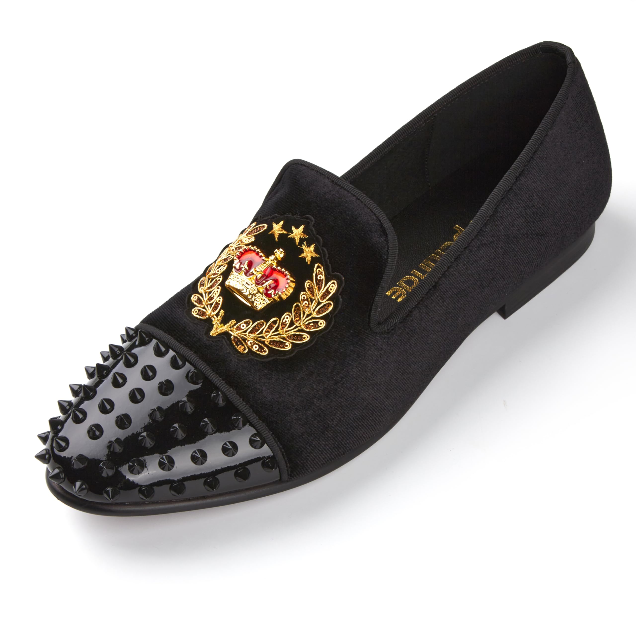 Harpelunde Slip On Men Prom Dress Shoes Spikes Velvet Loafers