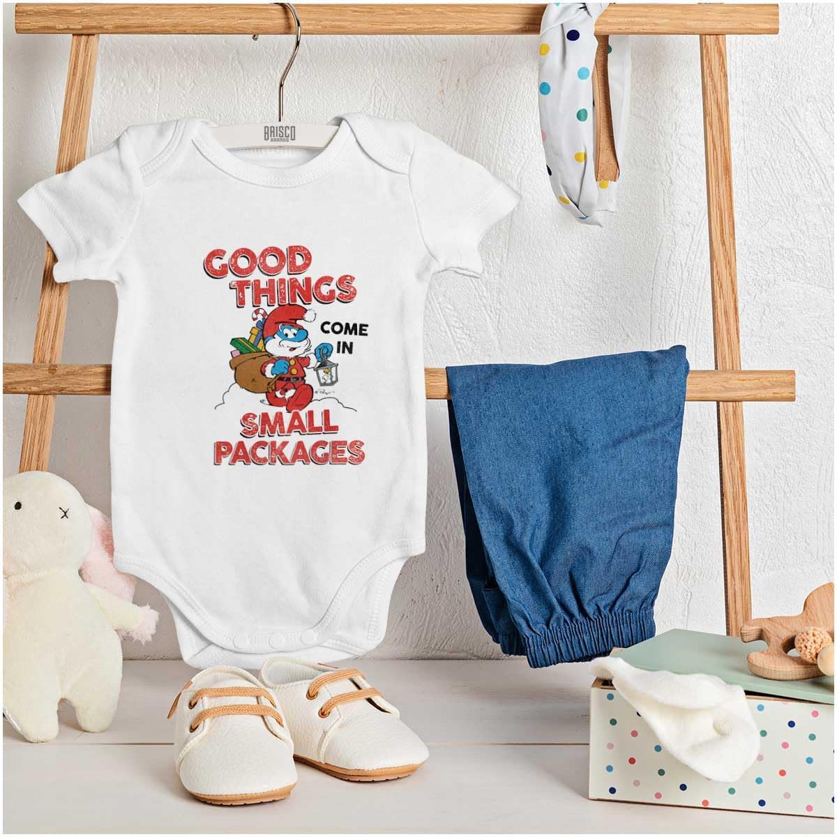 Brisco Brands Santa Papa Smurf Christmas Presents Baby Romper Boys or Girls