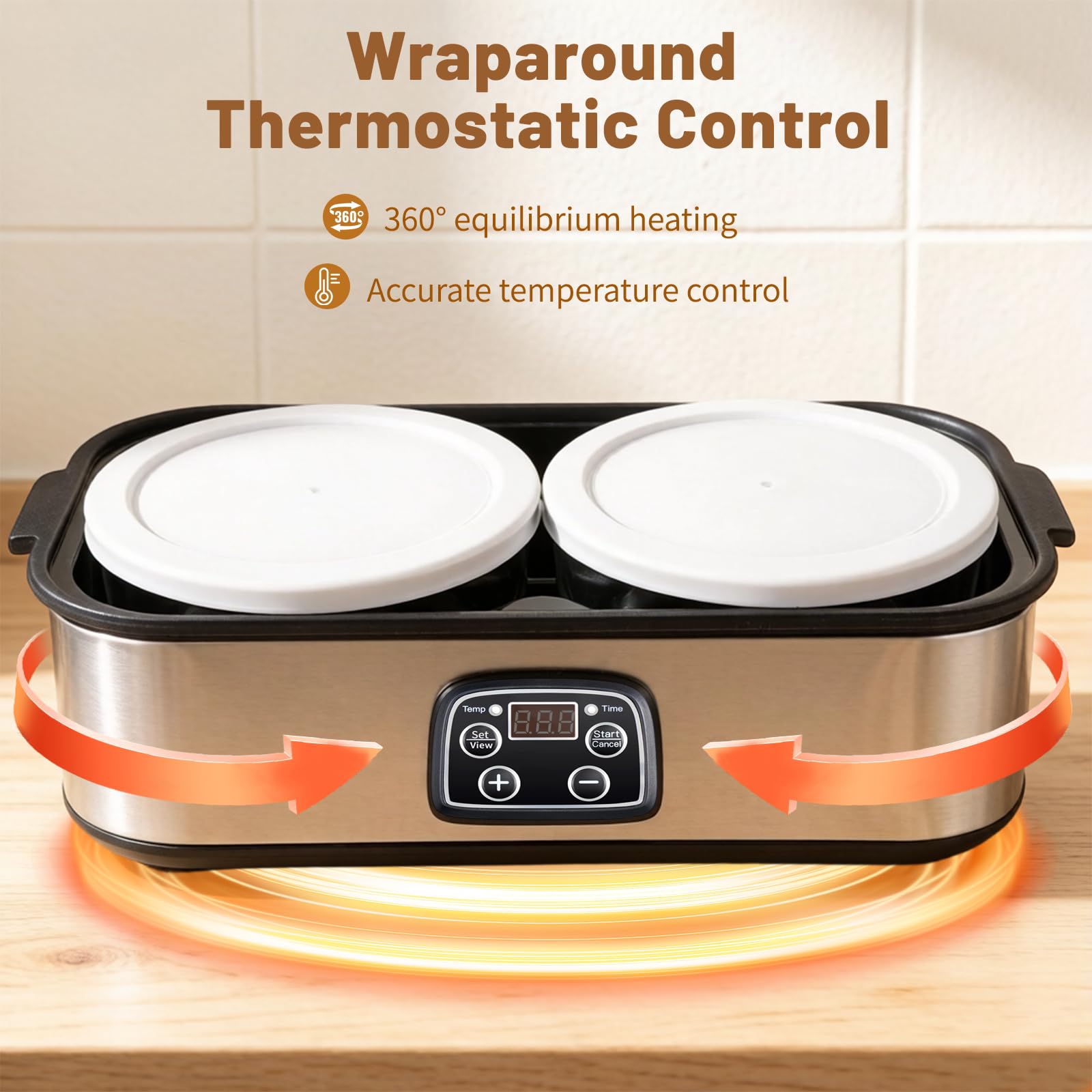 Joghurtbereiter, 2000 ml Joghurtmaschine mit 2 Gläsern, Joghurt Maker mit Temperaturregelung und Timer, LCD-Display, Yogurt Maker Elektrisch für Griechischer Joghurt, Käse, Natto
