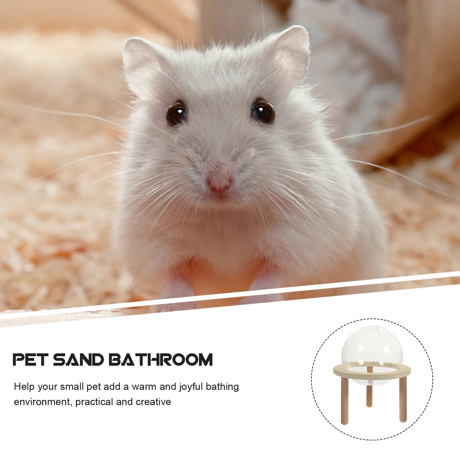 CLISPEED Kleine Hamsterbadewanne aus Glas und Holz für Kleine Haustiere