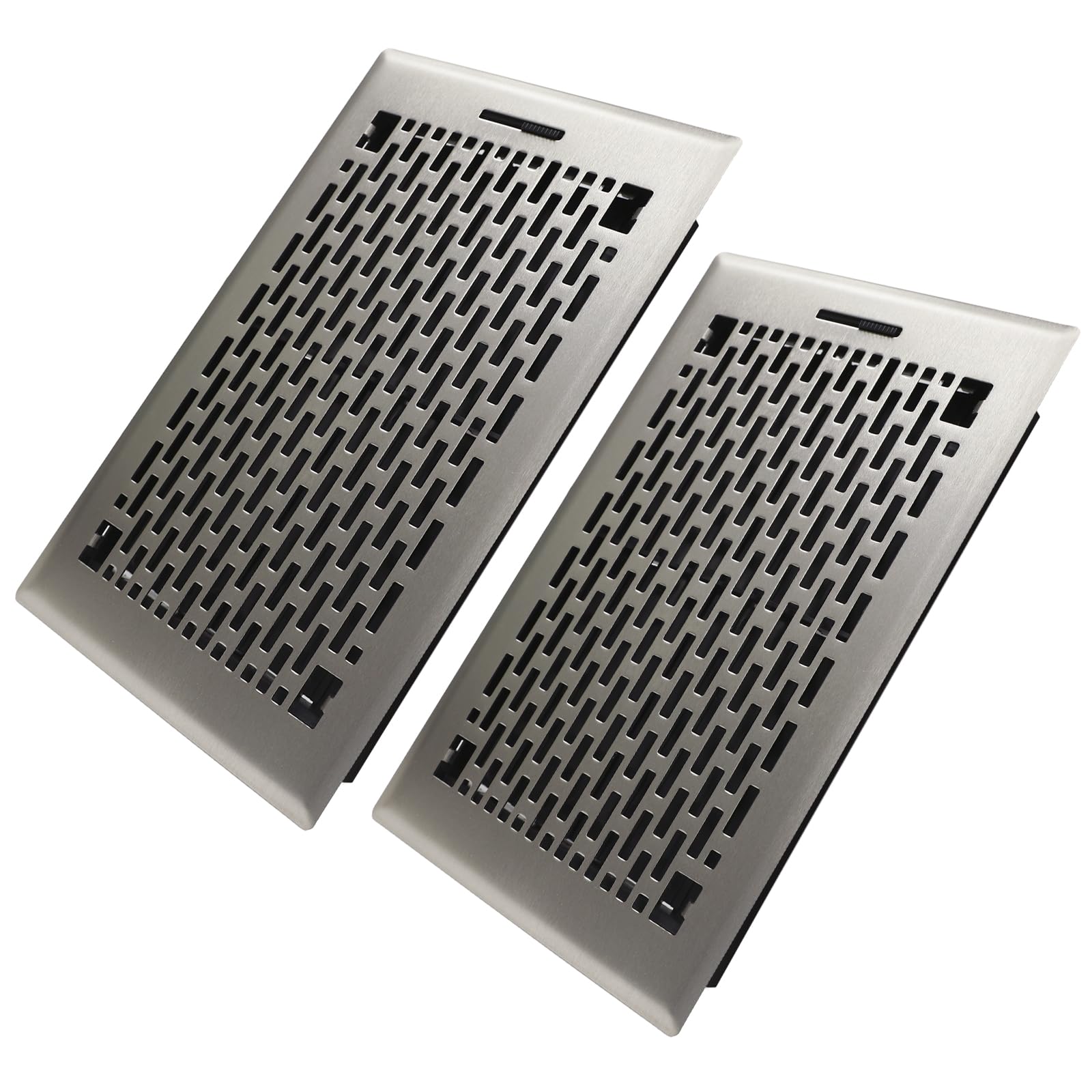 Howeall 6x10 Inches 2 Pack Heavy Duty Walkable Floor Register - Easy Adjust Air Supply Lever Decorative Floor Vent Covers, Boston Design Vent Covers for Home - Satin Nickel