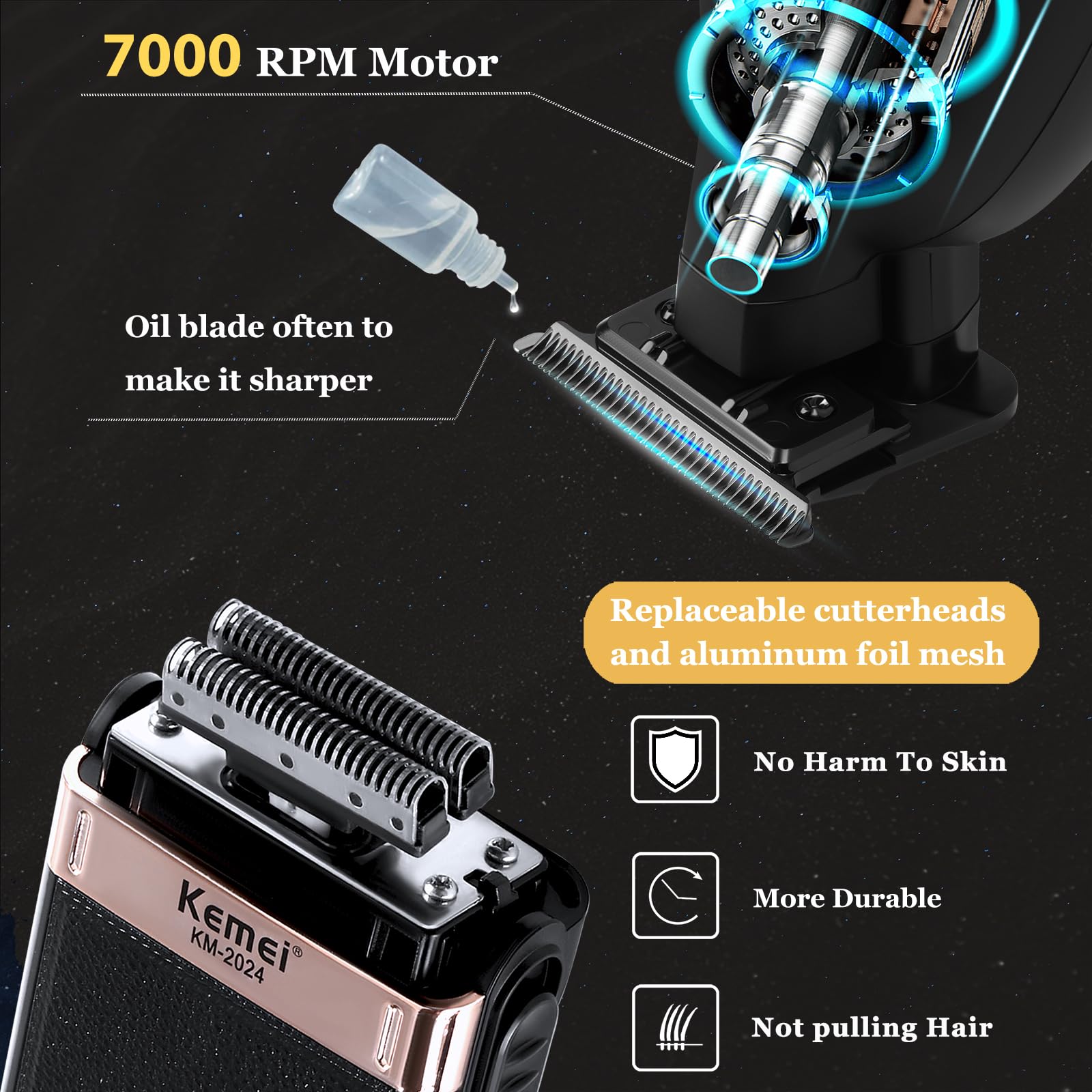 KEMEI 2 in 1 Haartrimmer & Folienrasierer Set fur Manner | Kabelloser T Blade Bart Trimmer und Rasierer Herren Elektrisch, Professionelle Konturen, USB Aufladung, 2024+PG2299