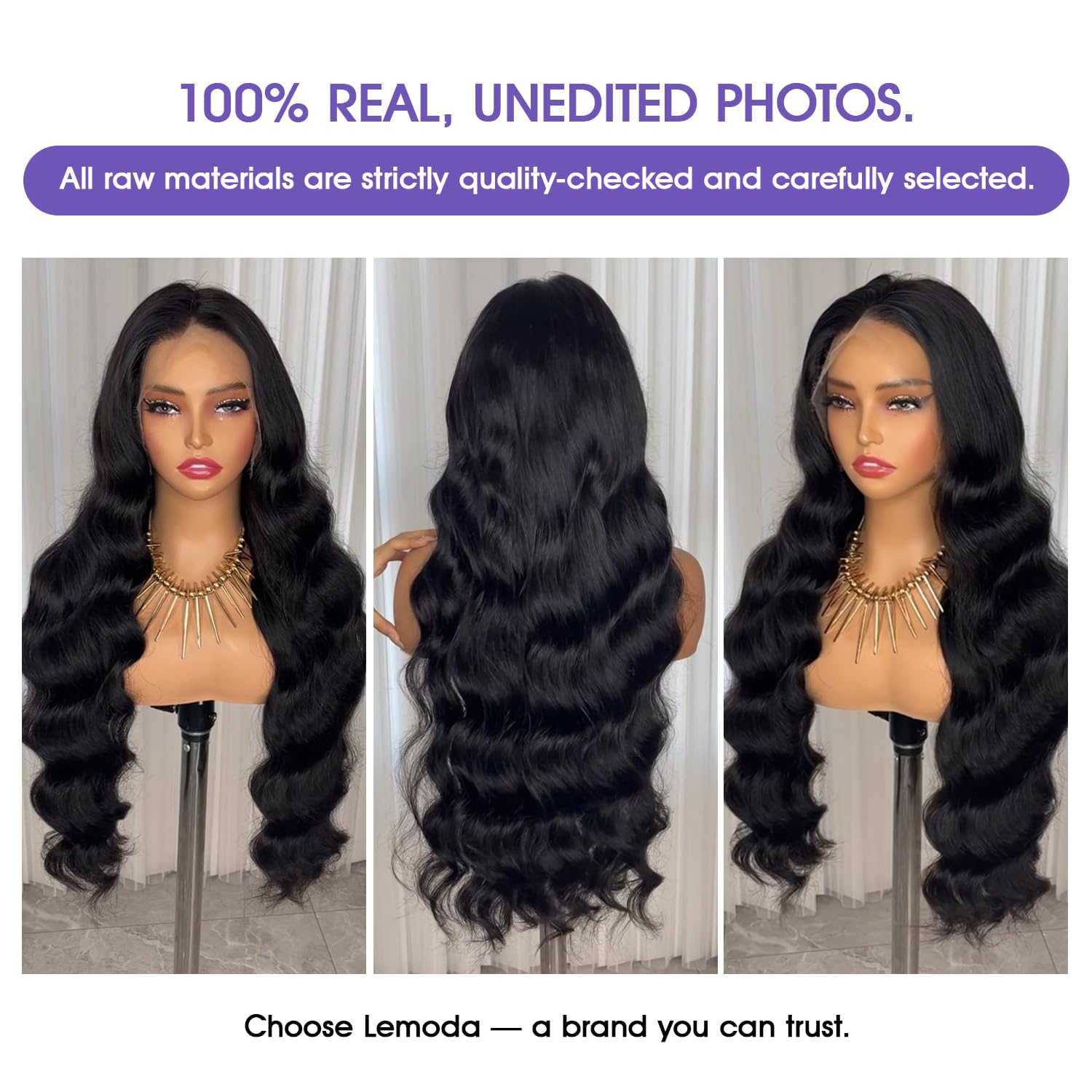 Lemoda Full 13x6 Body Wave Lace Frontal Virgin Human Hair Wigs 210% 30Inch 13x6 HD Transparent Lace Front Wigs 15A Brazilian Pre Plucked Thin Knots - Image 2