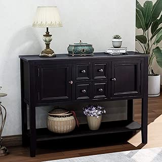 P PURLOVE Buffet Table Sideboard with Storage Drawers Cabinets and Bottom Shelf (Antique Espresso) - coolthings.us