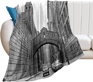 Allegheny County Courthouse Vintage Black and White Pattern Flannel Flannel Blanket Wool Soft Blanket Lightweight Plush Suitable for Sofa, Bed, Comfortable Sofa 50x70in(125x175cm)