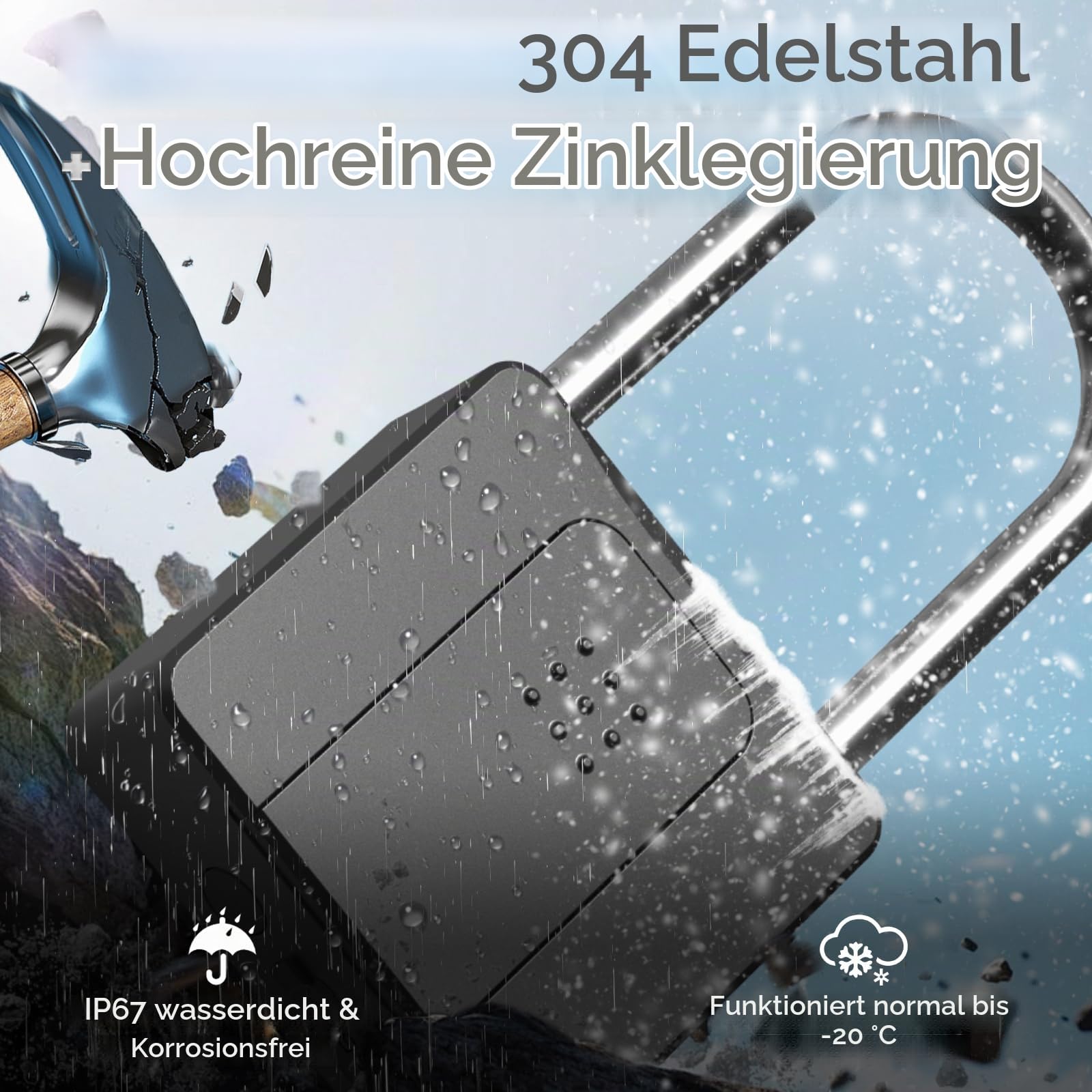 Langes Vorhängeschloss mit Fingerabdruck Bluetooth App Benutzergruppierung eLinkSmart: Schlüssel Schweres Vorhängeschloss 60mm langer Bügel Im Freien wasserdicht