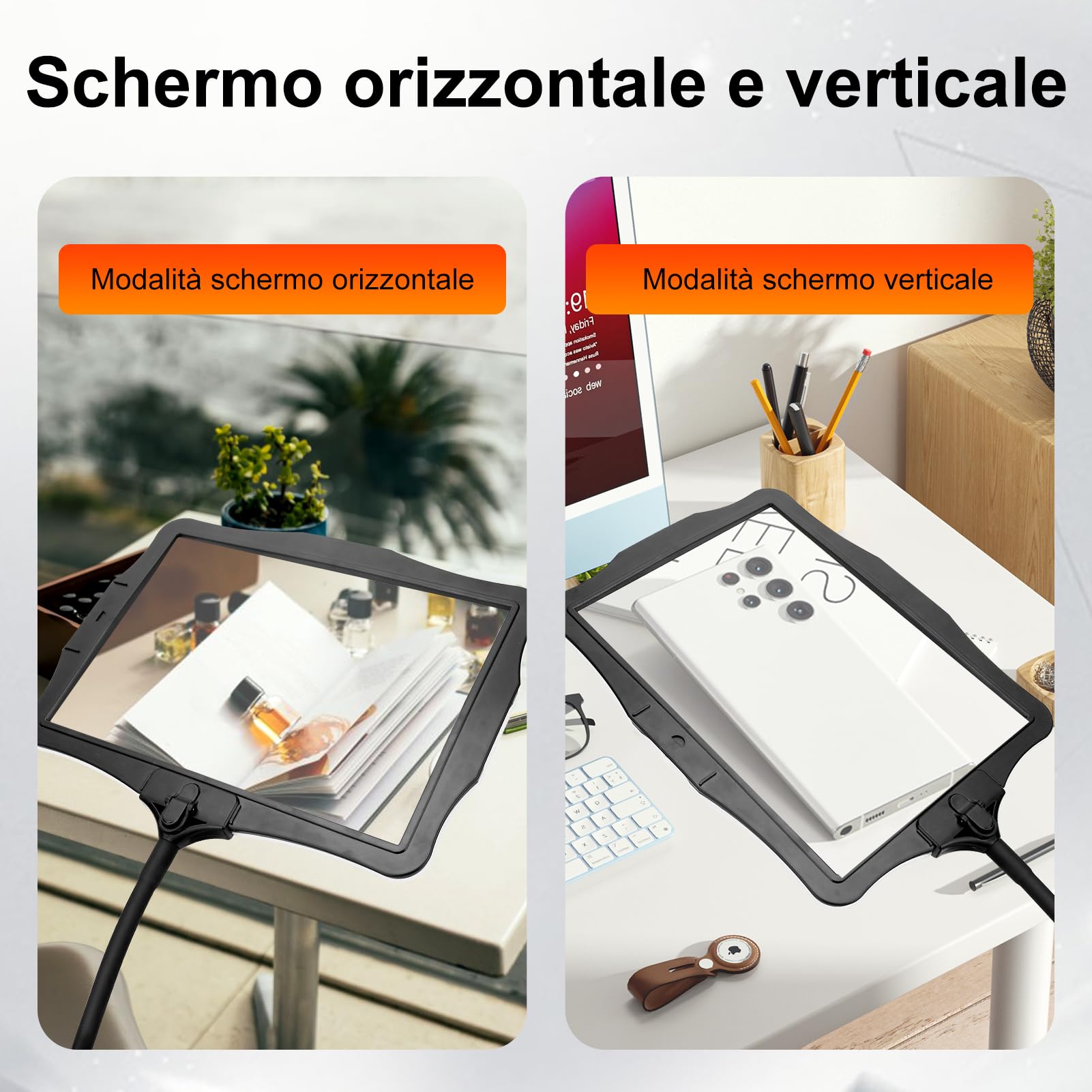 Lente D'ingrandimento con Luce e Supporto, 10X Lampada con Lente di Ingrandimento, 50 LED, Luminosità Regolabile, Flessibile e Staccabile, per Lettura, Ispezioni e Riparazioni