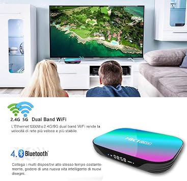 Android TV BOX, HK1 RBOX Android 9.0 Set Top Box 4GB RAM/128GB ROM S905X3 Quad-Core with 2.4G Wifi 100/1000M Ethernet, Support H.265/3D/8K Ultra HD/BT 5.0/HDMI 2.0 Smart TV Box,4GB+32GB [Energy Class A]