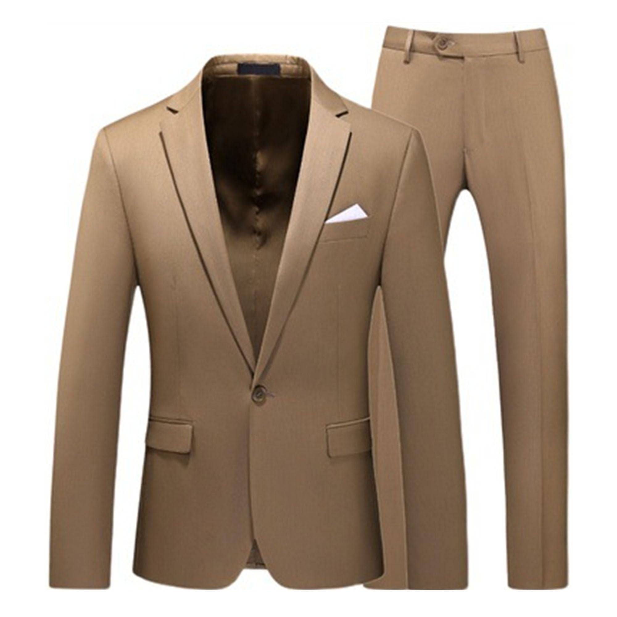 Costume Deux pièces Regular Fit pour Homme Un Bouton Couleur Unie Veste Pantalons Longs Veste de Sport Slim Fit Mariage Unique Boutonnage Ensemble
