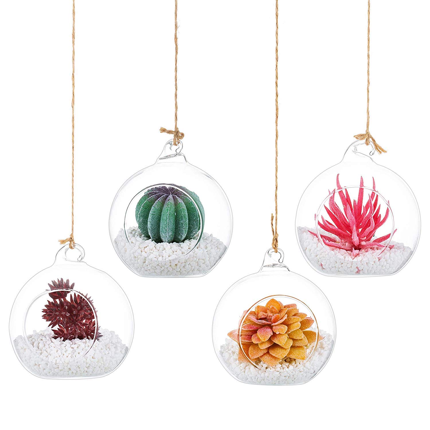 Efaster Hanging Glass Terrarium, Globe Tealight Holder Plant Terrariums Glass Orbs Air Plants Tea Light Candle Holders Indoor Outdoor Garden Home Decor (120MM)