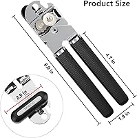 Vista 5 de Can Opener Manual, Stainless Steel Can Opener Smooth Edge, Food-Safe Manual Can Opener, Multifunction Bottle Openers with Non-Slip Handle & Large