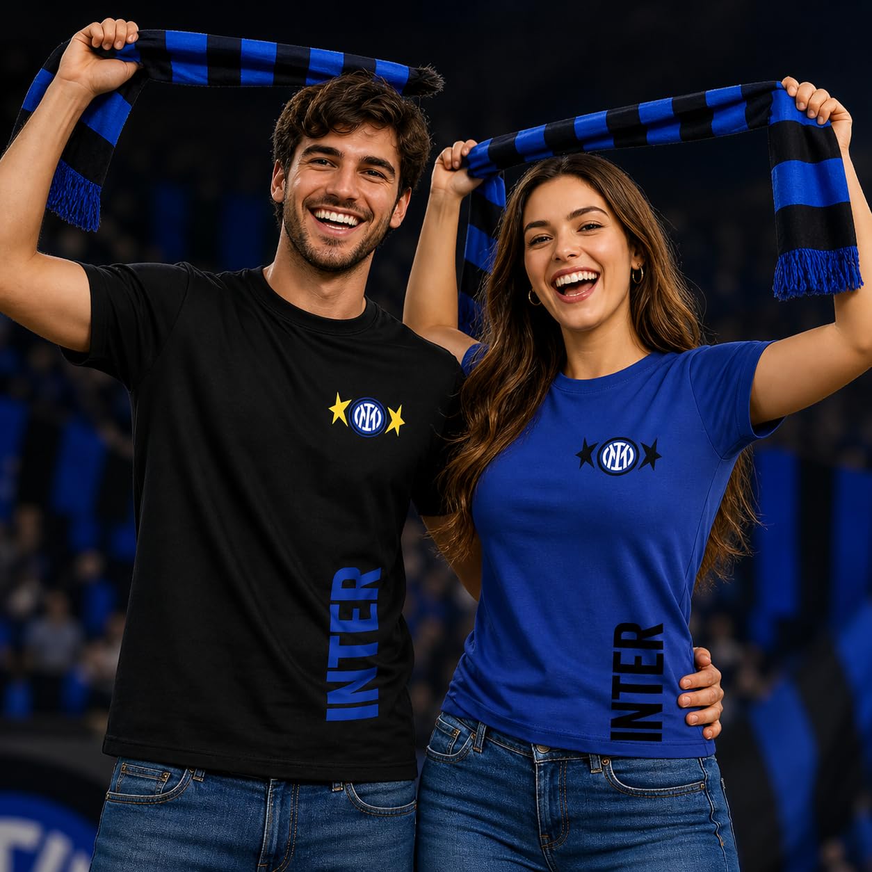 T-Shirt Uomo FC Internazionale Cotone Prodotto Ufficiale | Maglietta Inter in Cotone Personalizzabile PS 46678-BS