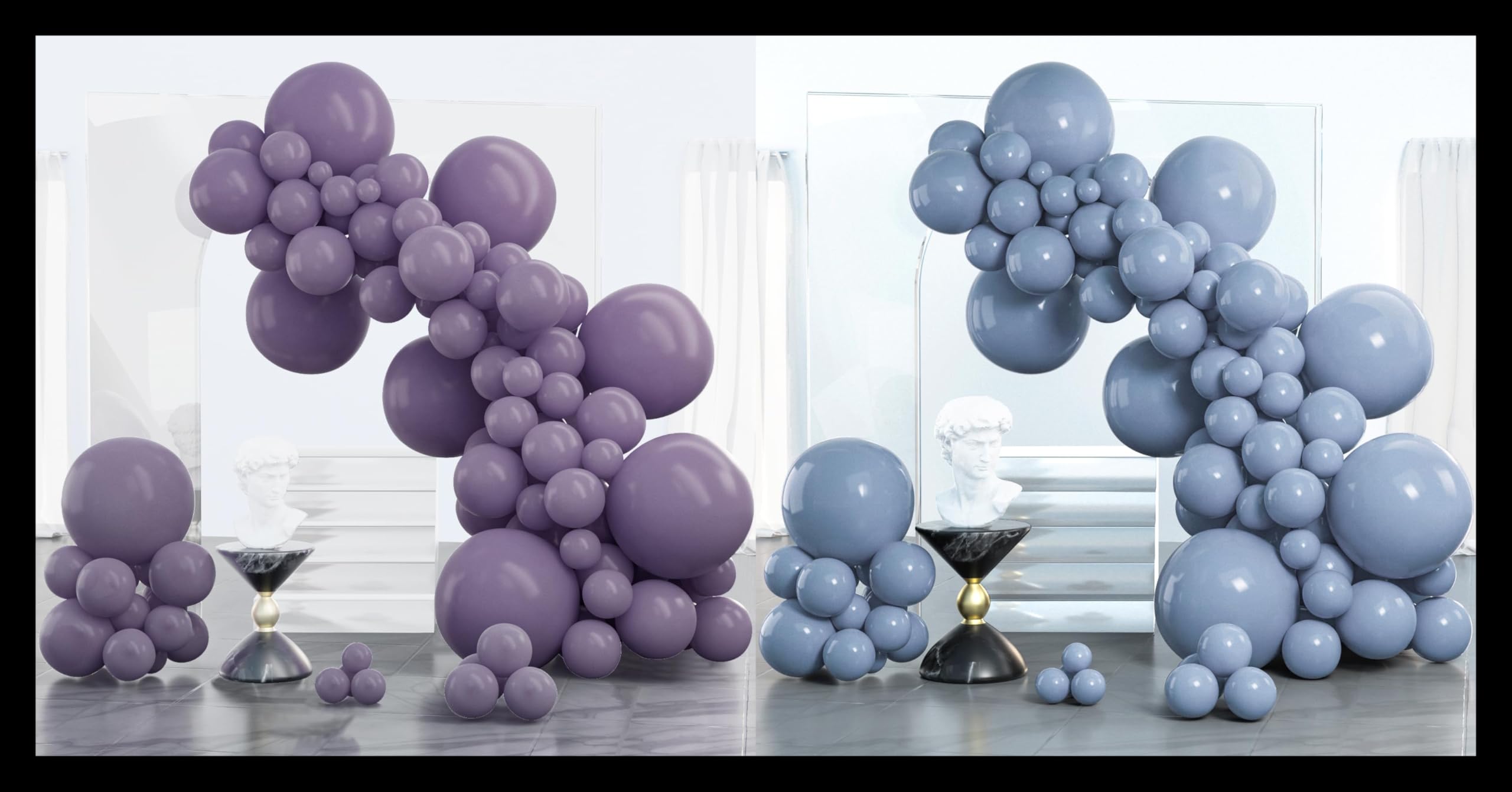 PartyWoo Dusty Purple Balloons 100 pcs and PartyWoo Dusty Blue Balloons 100 pcs