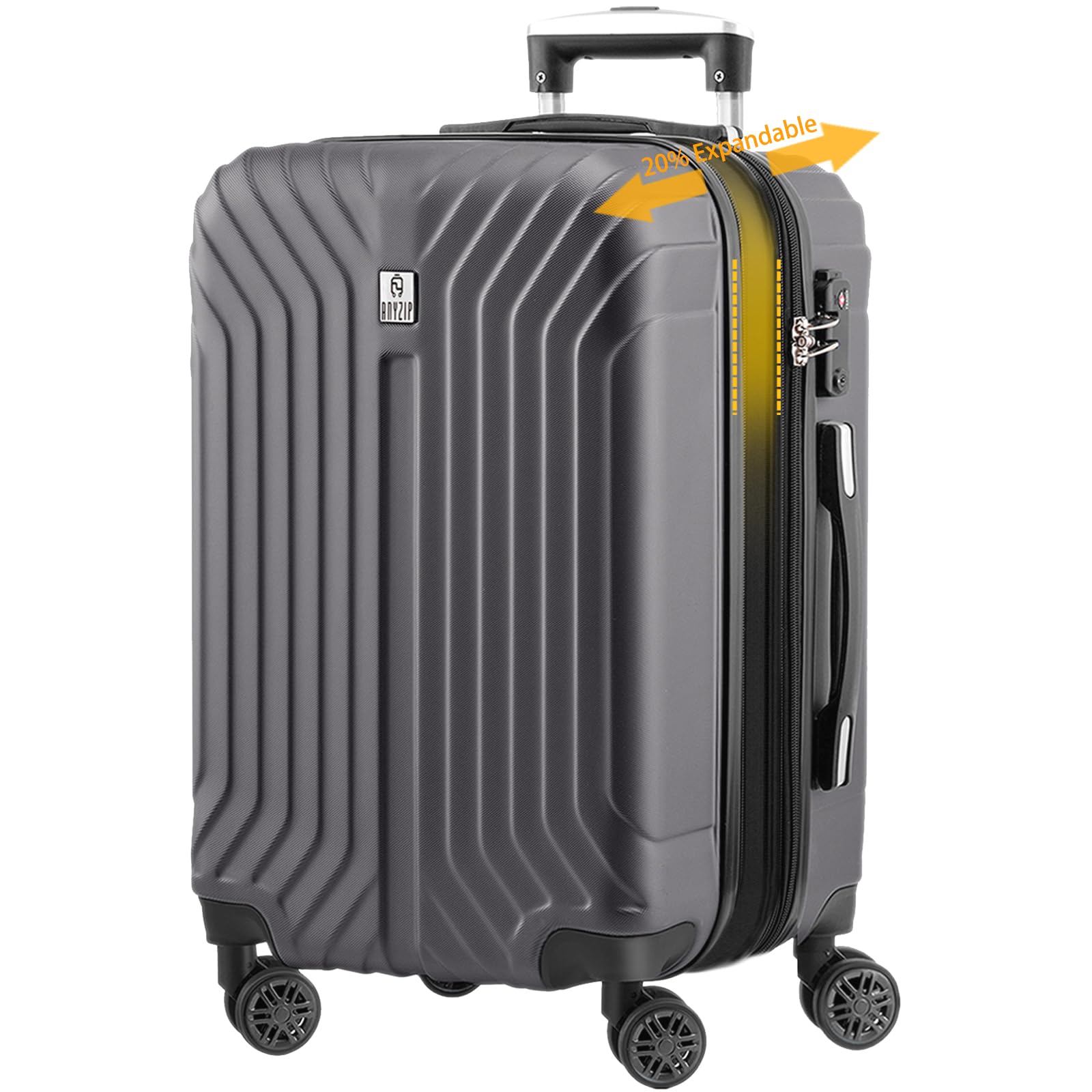 AnyZip Expandable Luggage, 28 Inch Large Hard Shell Checked Suitcase, Rolling Lightweight Travel Suitcases with Wheels TSA Lock (Grey)